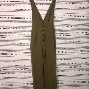 Olive green low cut jumpsuit